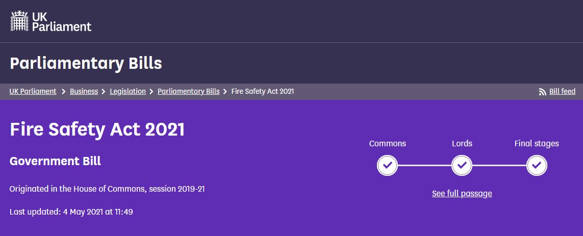 Fire Safety Act 2021 passes